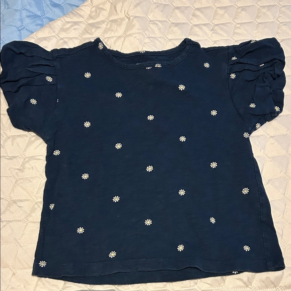 Navy Blue Kids Shirt with Floral Design